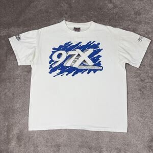 White 97X WXBM 97.1 FM Radio T-shirt Size L Music Oneita